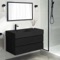 Wall Mounted Black Bathroom Vanity, Modern, 40