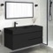 Wall Mounted Black Bathroom Vanity, Modern, 48