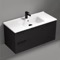 Wall Mounted Black Bathroom Vanity, Modern, 40