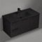 Wall Mounted Black Bathroom Vanity, Modern, 40