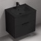 Black Vanity, Wall Mounted, Modern, 26