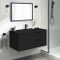 Black Wall Mounted Bathroom Vanity, Modern, 40