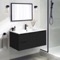 Wall Mounted Black Bathroom Vanity, Modern, 40