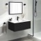 Wall Mounted Black Bathroom Vanity, Modern, 34