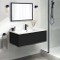 Wall Mounted Black Bathroom Vanity, Modern, 40