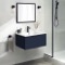 Blue Wall Mounted Small Bathroom Vanity, Modern, 26