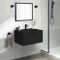Small Black Wall Mounted Bathroom Vanity, Modern, 26