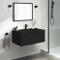 Wall Mounted Black Bathroom Vanity, Modern, 34