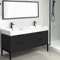 Modern Black Double Bathroom Vanity, 56