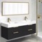 Double Floating Black Bathroom Vanity, Modern, 56