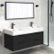Double Floating Black Bathroom Vanity, Modern, 48