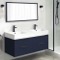 Blue Double Floating Bathroom Vanity, Modern, 48