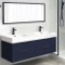 Double Floating Bathroom Vanity, Modern, Blue, 56