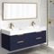 Double Floating Bathroom Vanity, Modern, Blue, 56