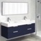 Double Floating Bathroom Vanity, Modern, Blue, 56