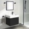 Floating Small Black Bathroom Vanity, Modern, 24