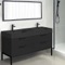 Black Double Modern Bathroom Vanity, 56