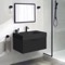 Floating Black Bathroom Vanity, Modern, 32