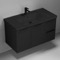 Wall Mounted Black Bathroom Vanity, Modern, 36