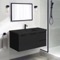 Wall Mounted Black Bathroom Vanity, Modern, 36