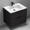 Black Vanity, Wall Mounted, Modern, 28