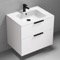 White Bathroom Vanity, Wall Mounted, Modern, 28