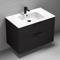 Wall Mounted Bathroom Vanity, Black, Modern, 36