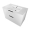 White Wall Mounted Bathroom Vanity, Modern, 36