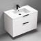White Wall Mounted Bathroom Vanity, Modern, 36