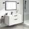 White Wall Mounted Bathroom Vanity, Modern, 36