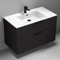 Wall Mounted Black Bathroom Vanity, Modern, 40