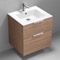 Wall Mounted Bathroom Vanity, Modern, Walnut, 24