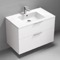 Wall Mounted Bathroom Vanity, Modern, 36