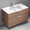 Wall Mounted Bathroom Vanity, Modern, Walnut, 40