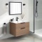 Wall Mounted Bathroom Vanity, Modern, Walnut, 28