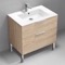 Free Standing Bathroom Vanity, Modern, Chrome Handles, 32