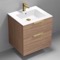 Wall Mounted Bathroom Vanity, Modern, Walnut, 24