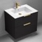 Wall Mounted Black Bathroom Vanity, Modern, 28