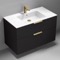 Wall Mounted Black Bathroom Vanity, Modern, 40