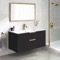 Wall Mounted Black Bathroom Vanity, Modern, 40