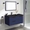 Wall Mounted Bathroom Vanity, Modern, Blue, 36