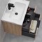 Wall Mounted Bathroom Vanity, Brown Oak, 26