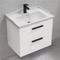 Wall Mounted Bathroom Vanity, White, 26