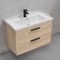 Floating Bathroom Vanity, Brown Oak, 32
