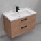 Floating Bathroom Vanity, Walnut, 32