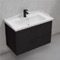 Black Bathroom Vanity, Floating, 32