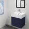 Small Floating Bathroom Vanity, Modern, Blue, 24