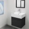 Small Black Vanity, Floating, Modern, 24