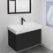 Black Floating Bathroom Vanity, Modern, 32