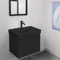 Black Small Floating Bathroom Vanity, Modern, 24